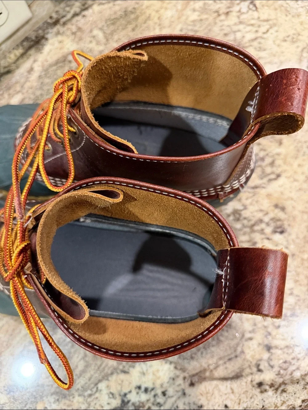 L.L. Bean Men's Brown Leather & Green Rubber Rain/Snow Boots